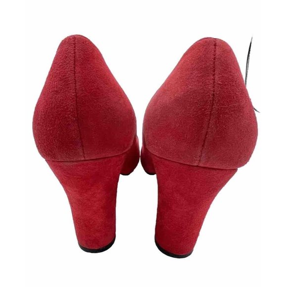 Cynthia Rowley Halo Womens Heel Pump Size 6M Red Beaded Suede Round Toe - Picture 8 of 11